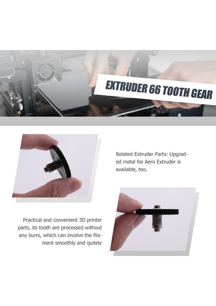 Aero Ekstruder Besleme Dişlisi Için 66 Dişli Paslanmaz Çelik ve Plastik ile Topçu Sidewinder X1 Ekstruder Dişlisi Için (Yurt Dışından)