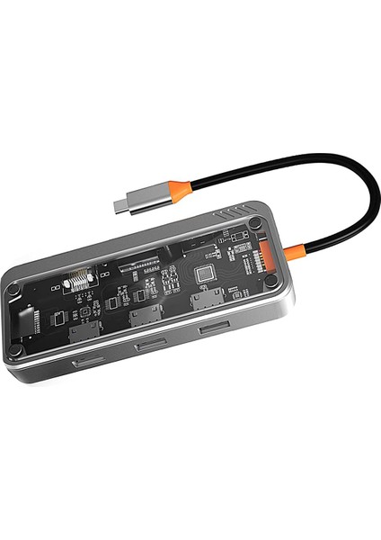 10'u 1 Arada USB C Hub Adaptörü, Çift Monitör Için USB C Dizüstü Bilgisayar Yerleştirme Istasyonları, Usb3.0 2.0 Bağlantı Noktaları, 100W Pd Şarjı, RJ45, Ses (Yurt Dışından)
