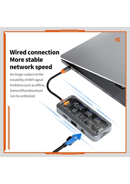 10'u 1 Arada USB C Hub Adaptörü, Çift Monitör Için USB C Dizüstü Bilgisayar Yerleştirme Istasyonları, Usb3.0 2.0 Bağlantı Noktaları, 100W Pd Şarjı, RJ45, Ses (Yurt Dışından)
