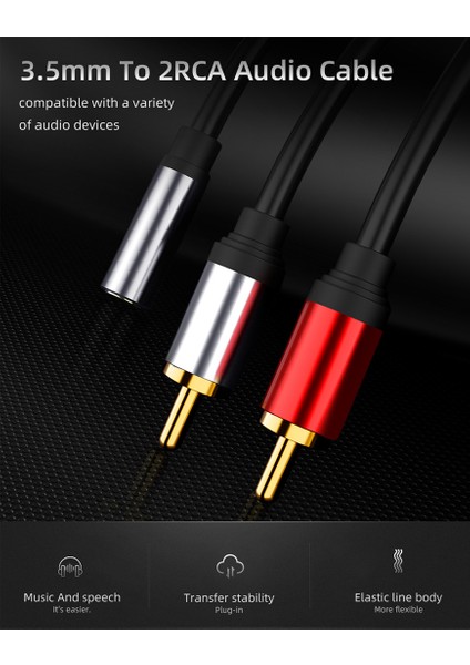 Rca Kablosu 2rca Erkek 3.5mm Kadın Ses Aux Kablosu 3.5mm Jack Rca Kablosu Mp3 Telefon Ev Sineması DVD 2rca Ses Kablosu (Yurt Dışından) fırsatları
