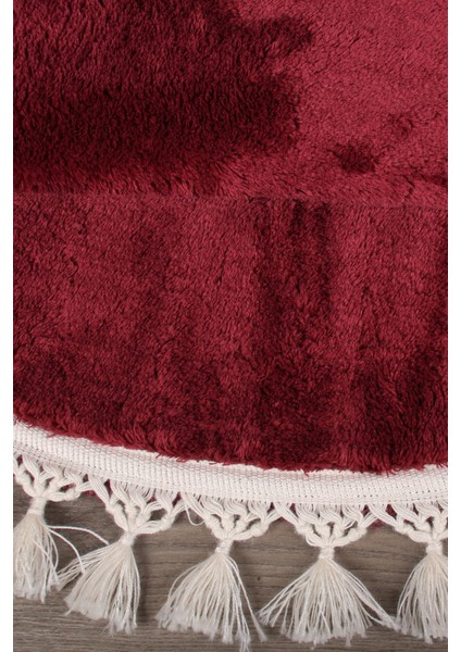 Relax Mürdüm Yuvarlak 100X100 cm Ponpon Saçaklı Kaymaz Tabanlı Makinede Yıkanabilir Banyo Paspası indirimleri