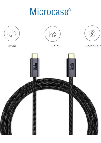 Type C To Type C 4K Uyumlu 60Hz Data ve Hızlı Şarj Kablosu 100W 50 CM-AL4133