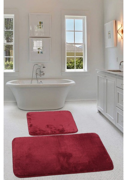 Relax Mürdüm Köşeli 60X100 + 50X60 cm 2'li Pufidik Banyo Paspası Seti Kaymaz Klozet Takımı