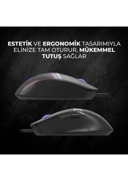 Lenovo Lecoo MS106 Kablolu RGB LED Aydınlatmalı 3200DPI 7 Tuşlu Gaming Mouse Siyah