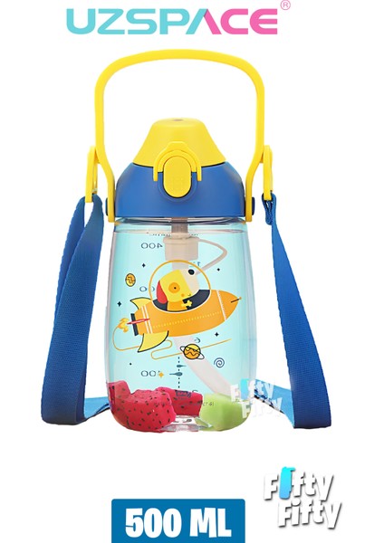 Pipetli 500 ml Boyun Askılı Tritan Çocuk Su Matarası -Kutulu- FFUZ2201500