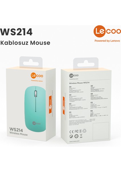 WS214 Kablosuz 1200DPI 3 Tuşlu Optik Mouse Turkuaz