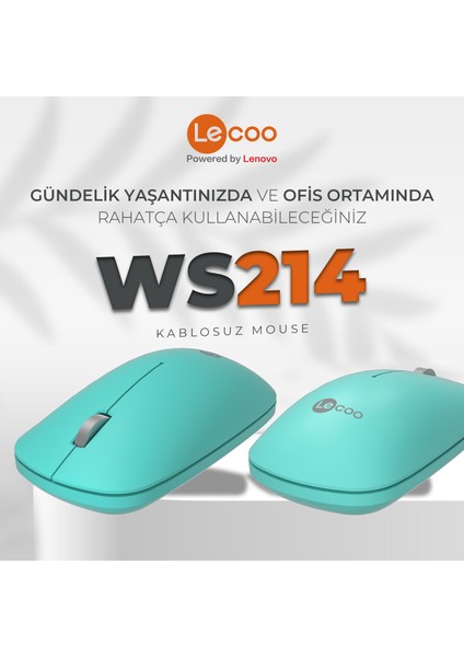 WS214 Kablosuz 1200DPI 3 Tuşlu Optik Mouse Turkuaz