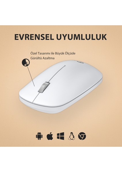 WS214 1200 Dpı 4 Tuşlu Kablosuz Mouse Beyaz