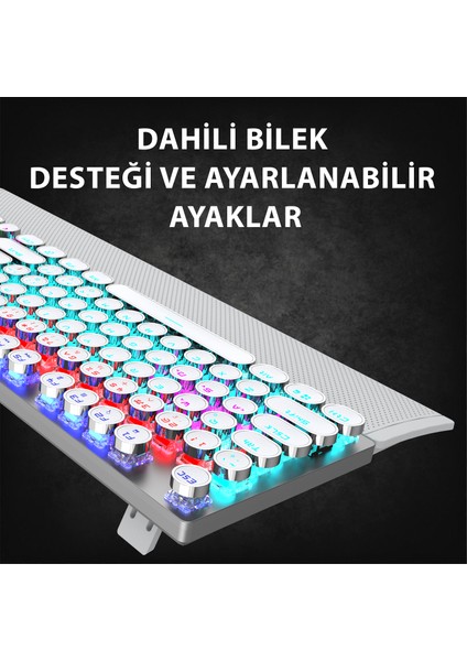 Lenovo Lecoo KG1102 USB Kablolu Makro Tuşlu RGB LED Aydınlatmalı Mekanik Gaming Q Metalik Klavye