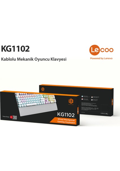 Lenovo Lecoo KG1102 USB Kablolu Makro Tuşlu RGB LED Aydınlatmalı Mekanik Gaming Q Metalik Klavye