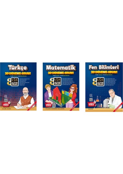 8. Sınıf Türkçe - Matematik- Fen Bilimleri 20 Deneme Sınavı 3 Kitap