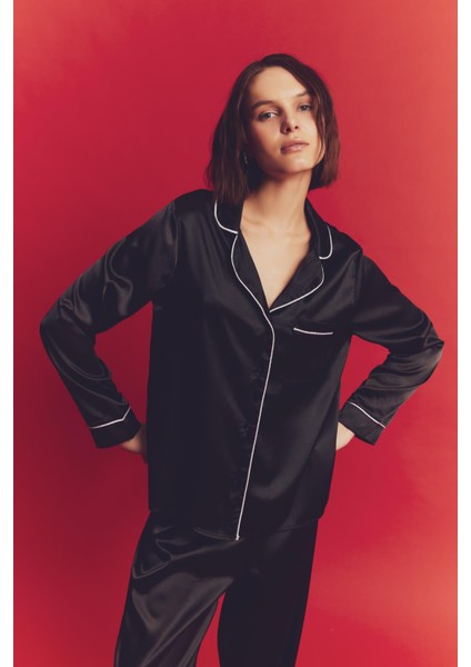 Fall in Love Regular Fit Saten Casual Pijama Üstü A9160AX23AU