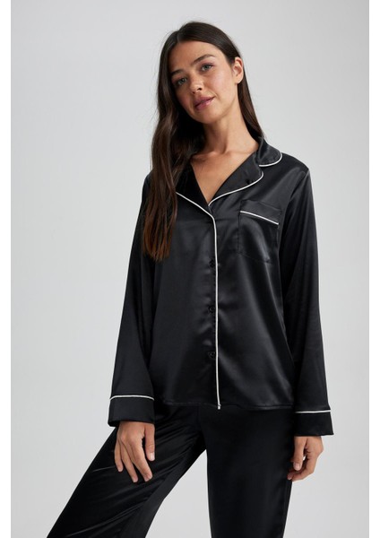 Fall in Love Regular Fit Saten Casual Pijama Üstü A9160AX23AU