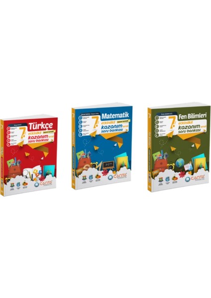 7. Sınıf Türkçe - Matematik ve Fen Bilimleri Etkinlikli Kazanım Sıralı Soru Bankası 3 Kitap