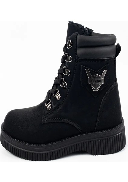 Çocuk Unisex Siyah Su Geçirmez Içi Yünlü Fermuarlı Bot