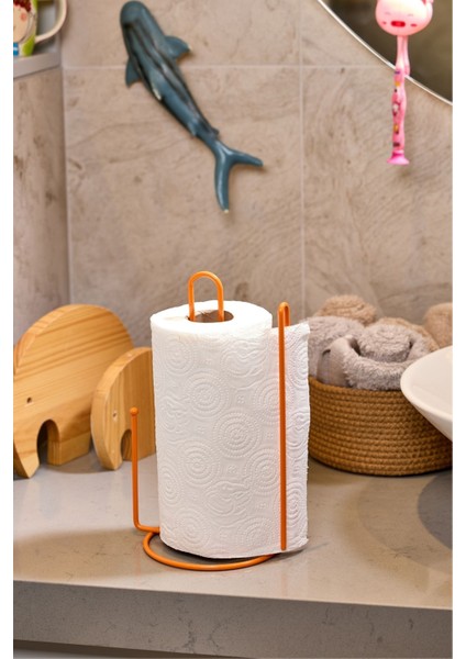 4'lü Turuncu Servis Sunum Seti, Peçetelik, Kağıt Havluluk, Ekmeklik Makrome, Nihale - Metal modelleri