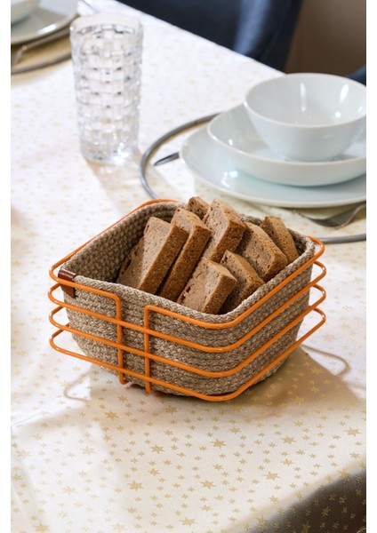 4'lü Turuncu Servis Sunum Seti, Peçetelik, Kağıt Havluluk, Ekmeklik Makrome, Nihale - Metal fiyatları