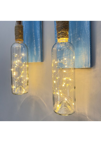 LED Işıklı Mavi Renkli Duvar Aplik 2'li Set