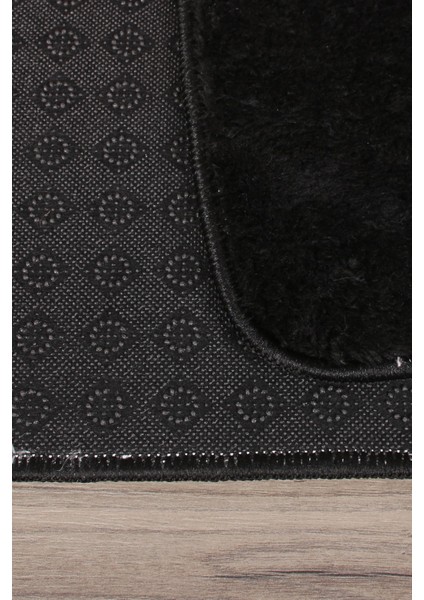 Relax Siyah Köşeli 60X100 + 50X60 cm 2'li Pufidik Banyo Paspası Seti Kaymaz Klozet Takımı fırsatları