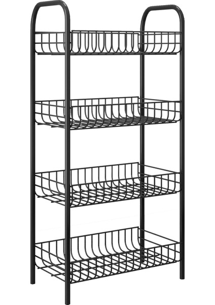 Sebze ve Meyve Sepeti Çok Amaçlı Mutfak Rafı Metal Düzenleyici Raf Çok Amaçlı Sepet Siyah