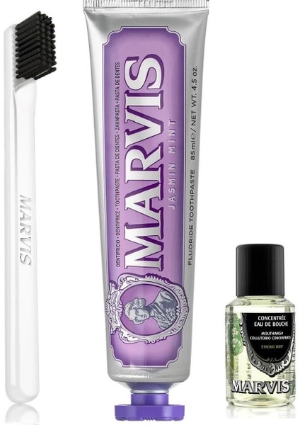 Jasmin Mint Diş Macunu 85 ml + Yumuşak Diş Fırçası + Konsantre Ağız Gargarası 30 ml