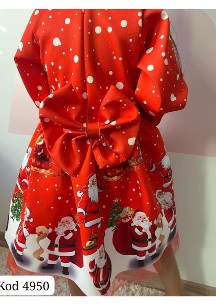 Yigit Butik Yılbaşı Baskılı Kız Çocuk Elbise