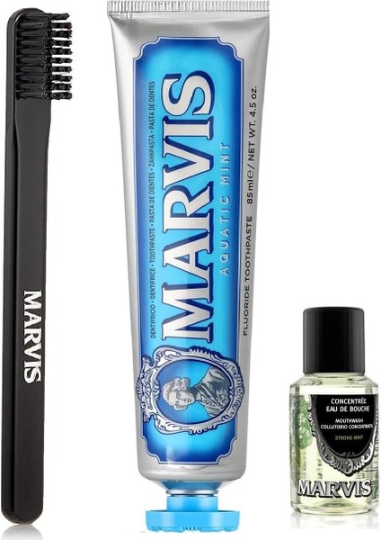 Acquatic Mint Diş Macunu 85 ml + Orta Sert Diş Fırçası + Konsantre Ağız Gargarası 30 ml
