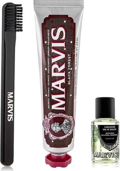 Black Forset Diş Macunu 75 ml + Orta Sert Diş Fırçası + Konsantre Ağız Gargarası 30 ml