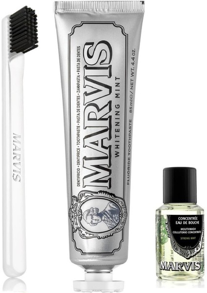 Whitening Mint Diş Macunu 85 ml + Yumuşak Diş Fırçası + Konsantre Ağız Gargarası 30 ml
