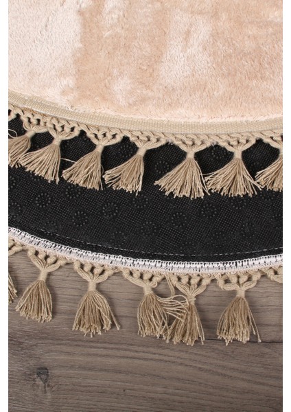 Relax Vizon Yuvarlak 100X100 cm Ponpon Saçaklı Kaymaz Tabanlı Makinede Yıkanabilir Banyo Paspası fırsatları