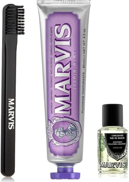 Jasmin Mint Diş Macunu 85 ml + Orta Sert Diş Fırçası + Konsantre Ağız Gargarası 30 ml