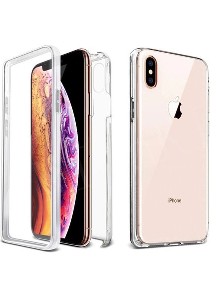 Apple iPhone Xs Max 360 Derece Kılıf Full Tam Koruma Ön Arka Şeffaf Kılıf