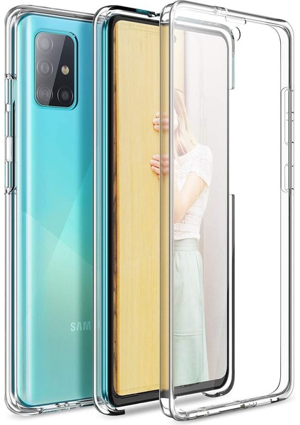 Samsung Galaxy A51 360 Derece Kılıf Full Tam Koruma Ön Arka Şeffaf Kılıf