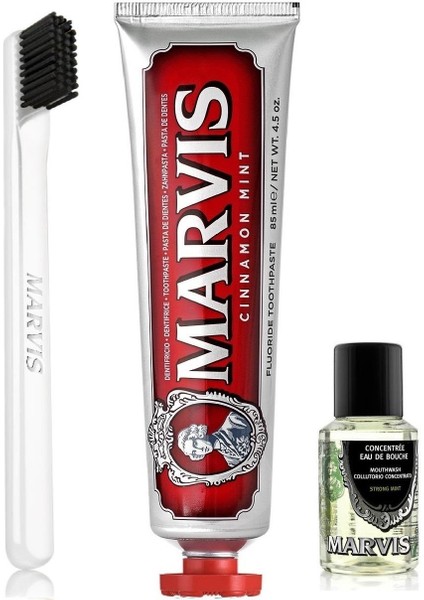 Cinnamon Mint Diş Macunu 85 ml + Yumuşak Diş Fırçası + Konsantre Ağız Gargarası 30 ml
