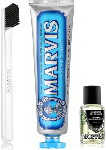 Acquatic Mint Diş Macunu 85 ml + Yumuşak Diş Fırçası + Konsantre Ağız Gargarası 30 ml