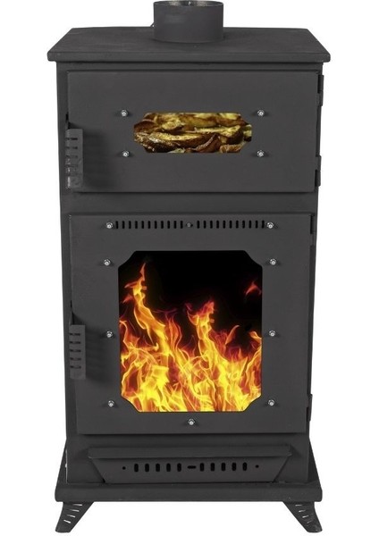 Pelet ve Odun Sobası MS-K003 Modeli Şömineli - Fırınlı