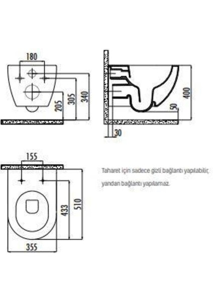 Free Rim-Off Kanalsız Asma Klozet (Mat Siyah) FE322 Kapak Hariç