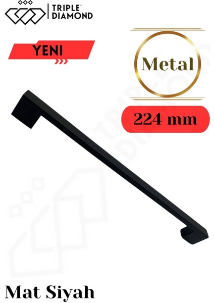 224MM Metal Siyah Çekmece Kulpları Dolap Mutfak Mobilya Kulpu 1 Adet ( 22.4 cm )