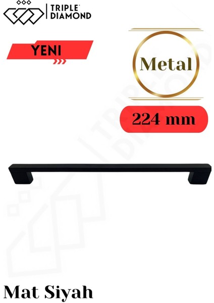 224MM Metal Siyah Çekmece Kulpları Dolap Mutfak Mobilya Kulpu 1 Adet ( 22.4 cm ) fiyatları