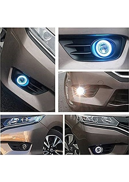 ŞüsCarOto Aksesuar Üniversal Mercekli Angel Sis Farı Su Geçirmez 76 mm Buz Mavi Metal Halkalı Angel Eyes