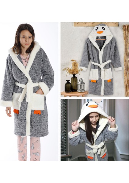 Brn Tekstil Soft Kids Penguen Çocuk Welsoft Polar Peluş Sabahlık