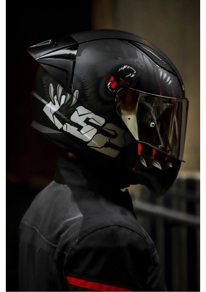 Rapıd 2 Race Clawn Mat Siyah-Gri-Kırmızı Kask - Gümüş Vizör - Yeni Sezon modelleri