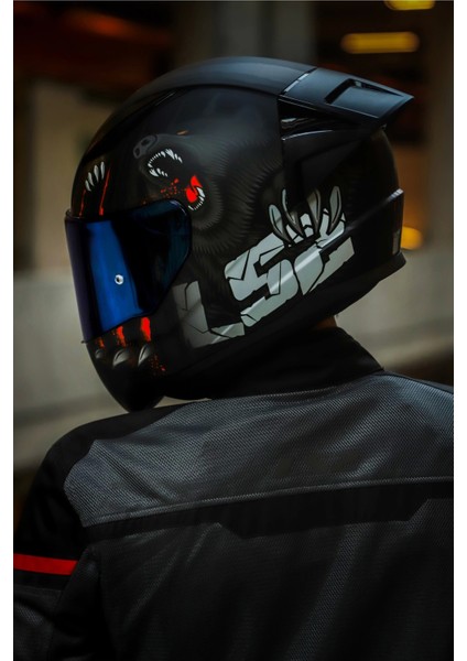 Rapıd 2 Clawn Mat Siyah-Gri-Kırmızı Kask - Blue Vizör fırsatları
