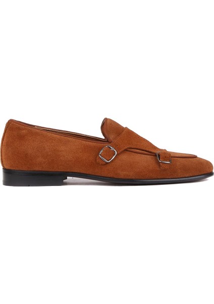 - Taba Süet Deri Tokalı Erkek Klasik Ayakkabı 250-2300