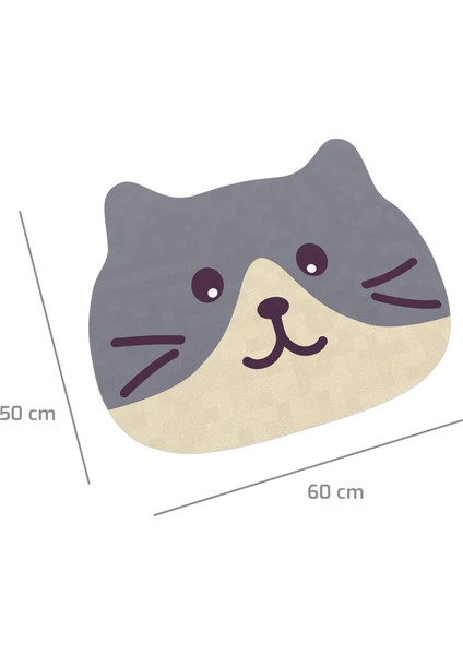 Kedi Tuvalet Önü Paspası Büyük Boy Desenli Kedi Kumu Paspası 50 x 60 cm