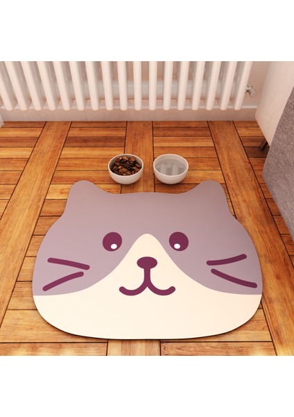 Kedi Tuvalet Önü Paspası Büyük Boy Desenli Kedi Kumu Paspası 50 x 60 cm