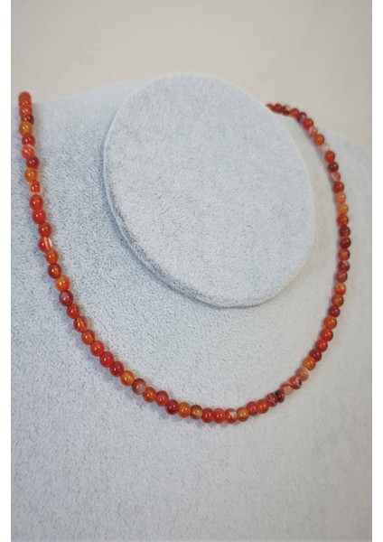 4 mm Karnelyan Akik Doğaltaş Kolye