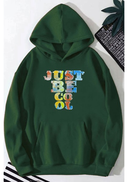 Just Be Cool Baskılı Kapüşonlu Sweatshirt