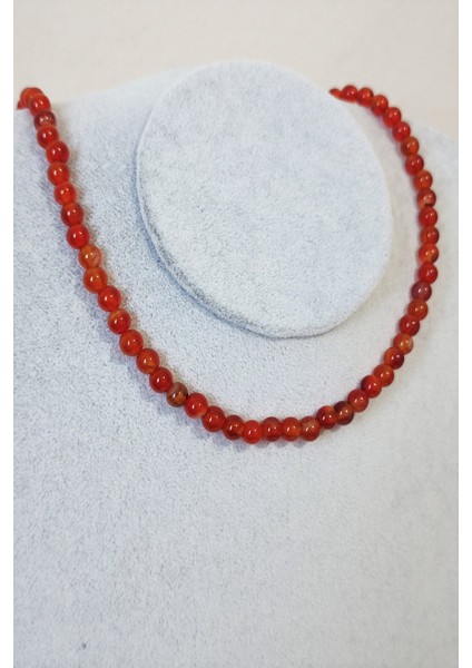 6 mm Karnelyan Akik Doğaltaş Kolye