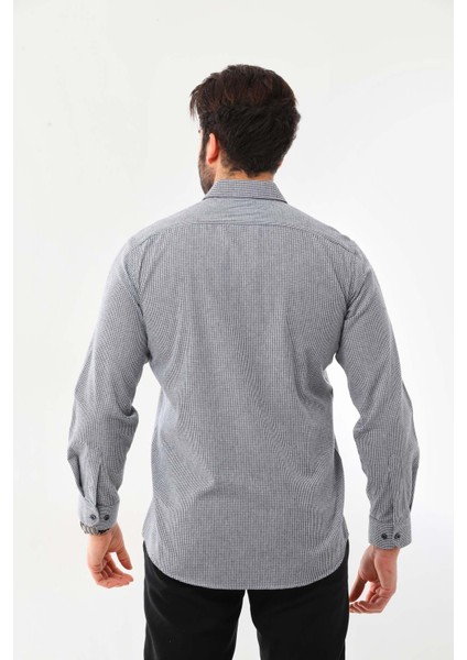 Erkek Cep Detaylı Uzun Kol Pamuk Gömlek 19Asm Lacivert modelleri